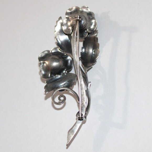 Vintage Sterling Silver Rose Brooch - Picture 2 of 5